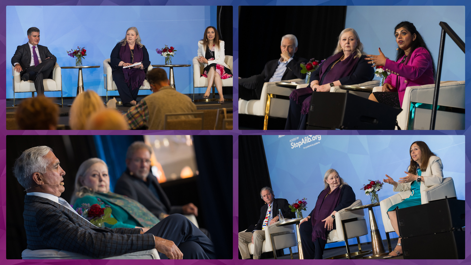 A panel of heart rhythm experts discussing medical developments at a seminar.