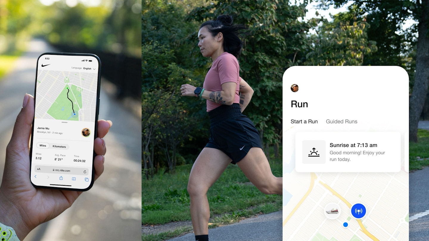 Nike Run Club app screen showing various guided run options with coaches.