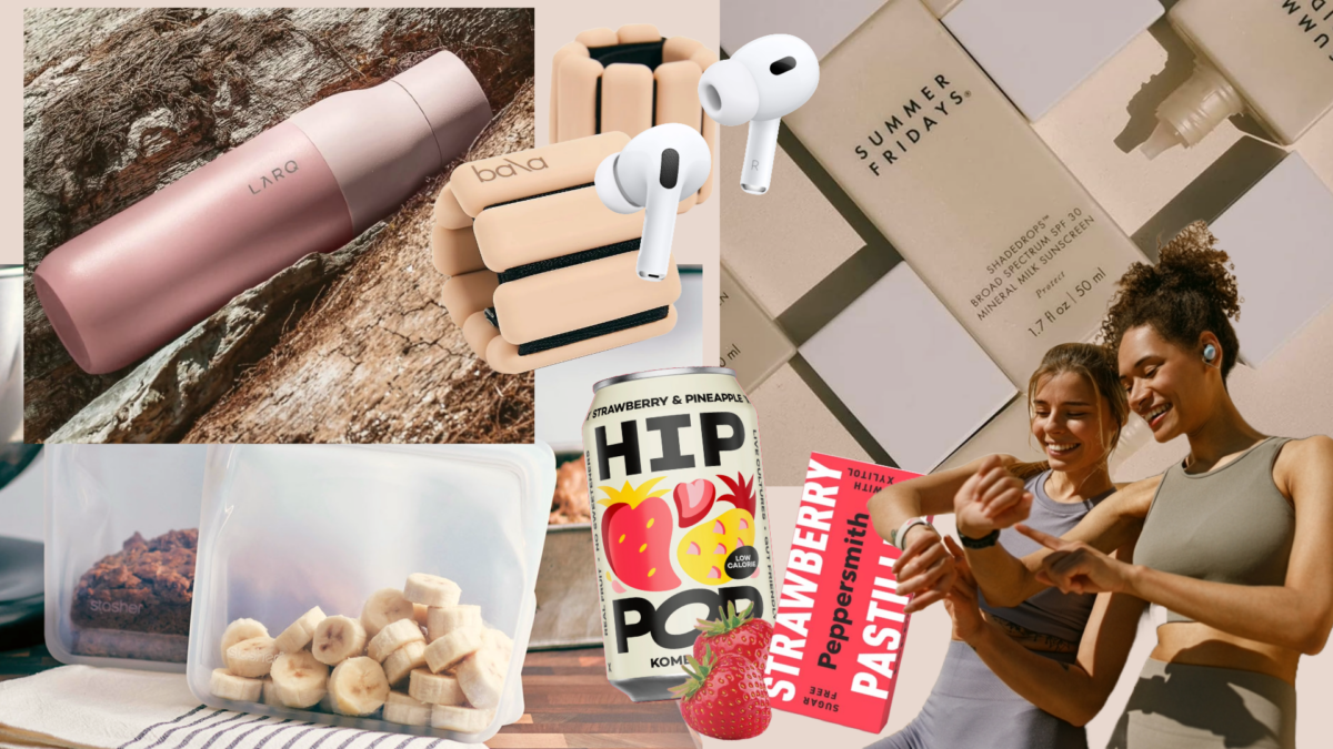 Graphic text overlay on a lifestyle photo titled 'How To Habit Stack Your Hot Girl Summer Walks'.