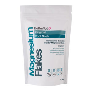 Selection of magnesium-based recovery products including sprays and flakes.
