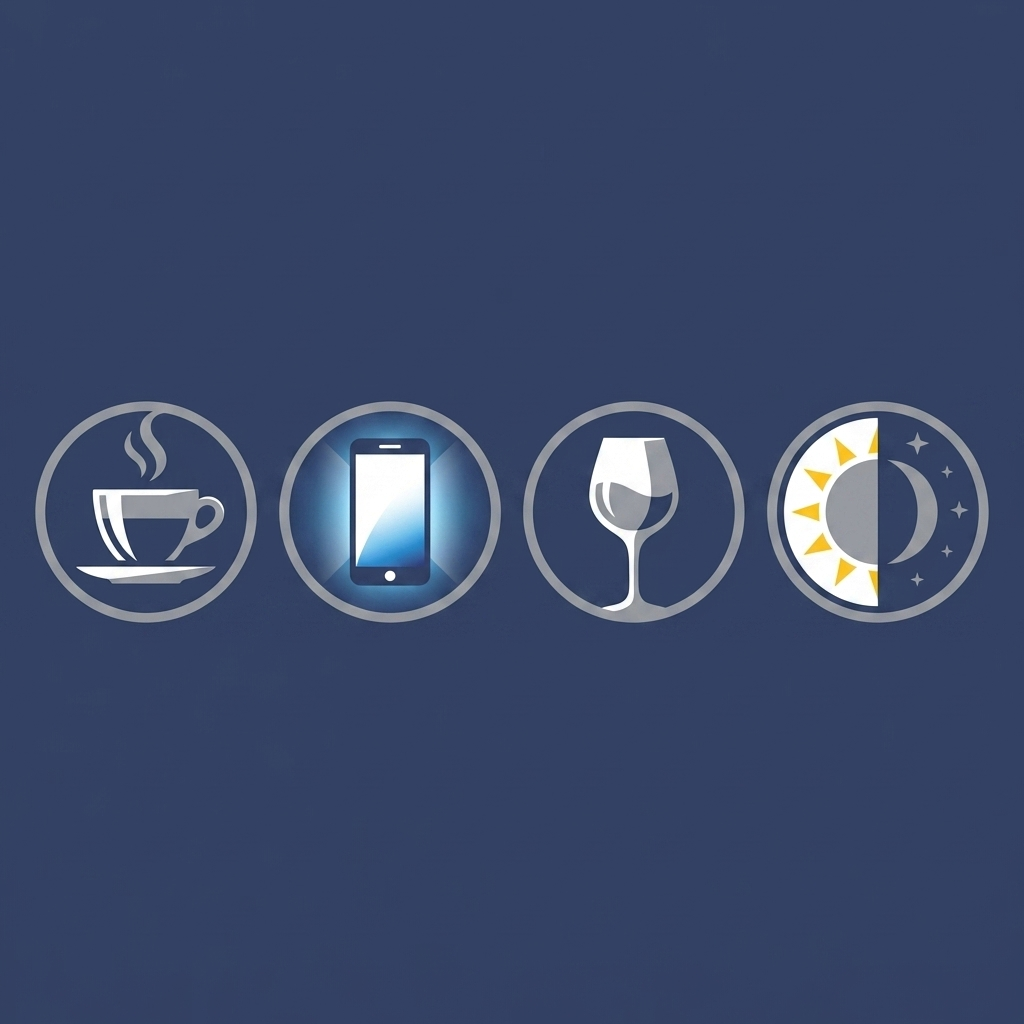 A flat lay of a coffee cup, a smartphone, and a glass of red wine on a wooden surface.